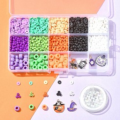 DIYジュエリー作成キット  ポリマー粘土、ガラスシード、プラスチックビーズを含む  合金エナメルチャーム  伸縮性のある糸  ミックスカラー  4~23x0.8~20.5x0.8~4mm  穴：1~2mm&nbsp;DIY-FS0006-64