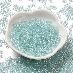 ガラスシードビーズ  ピーナッツ  淡いターコイズ  5.5~6x3~3.5x3mm  穴：1~1.2mm  約4000個/ポンド&nbsp;SEED-K009-04A-01
