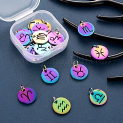 24Pcs 12 Style Ion Plating(IP) 201 Stainless Steel Charms&nbsp;STAS-LS0001-72MC