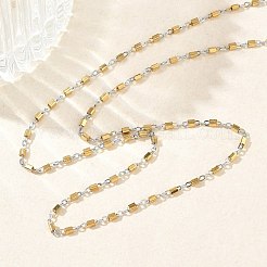 女性用、1.5mmツートンカラー304ステンレススチール製キューボイドリンクチェーンネックレス  ゴールデン·ステンレス鋼色  15.75インチ（40cm）&nbsp;NJEW-G201-03GP