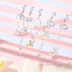 DIY ジュエリーペンダントデコレーションキット  ガラスペンダントと真鍮チャームを含む  ミックスカラー  8x1mm  内径：6mm&nbsp;DIY-FS0008-64