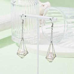 トレイ付き真鍮ピアスフック  ブランクマクラメポーチビーズホルダーイヤリングセッティング  プラチナ  79~80x13mm&nbsp;EJEW-JE05582-02