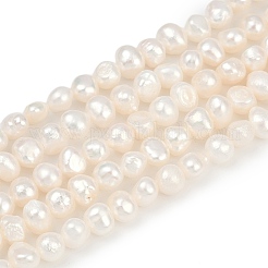 天然養殖淡水パールビーズ連売り  研磨両側  グレード3a+  リネン  6~7mm  穴：0.7mm  約40~56個/連  13.19''~13.39''（33.5~34センチメートル）&nbsp;PEAR-P064-20A-04A-01