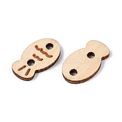 魚の木製ボタン  2穴  古いレース  16.5x9.5x2mm  穴：2~2.2mm&nbsp;BUTT-T013-15B