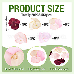 20Pcs 5 Style Silk Artificial Rose Flower Pendants&nbsp;PALLOY-TA00198