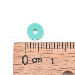 手作り樹脂粘土ビーズ  ディスク/フラットラウンド  ヒシビーズ  ミディアムターコイズ  6x1mm  穴：2mm  約3040~3200個/箱&nbsp;CLAY-PH0001-25B