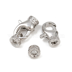 Brass Micro Pave Clear Cubic Zirconia Cord Ends&nbsp;KK-C136-01P