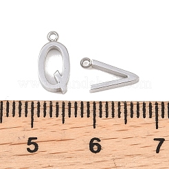 304ステンレスペンダント  レターチャーム  ステンレス鋼色  10x3~5.5x2mm  穴：1mm&nbsp;STAS-H257-01P
