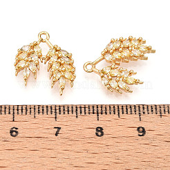 真鍮製マイクロパヴェキュービックジルコニアペンダント  葉のチャーム  モカシン  17x15x3mm  穴：1.2mm&nbsp;KK-N261-97G