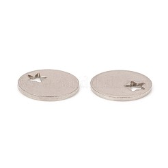 304ステンレススチールチャーム  アジャスターチェーンドロップ  レーザー切断  スターとフラットラウンド  ステンレス鋼色  13x1mm  穴：4x4mm&nbsp;STAS-WH0014-65P