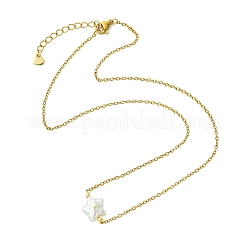 Natural Baroque Keshi Pearl Pendant 304 Stainless Steel Cable Chain Necklaces for Women&nbsp;NJEW-JN06225-01