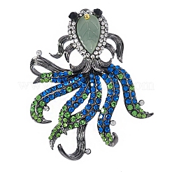 金魚合金ラインストーンブローチ  模造カルセドニービーズ付き  カラフル  65x55mm&nbsp;PW-WG29E88-01