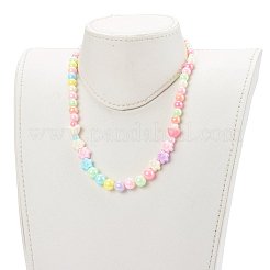 子供のための丸いアクリルの段階的なビーズのネックレス  花のプラスチックビーズ付き  カラフル  18.11インチ（46cm）&nbsp;NJEW-JN03433