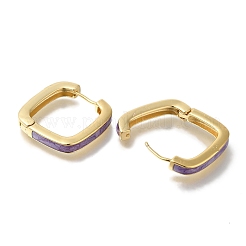 ラックメッキスクエア真鍮フープピアス  エナメル  長持ちメッキ  鉛フリー＆カドミウムフリー  18KGP本金メッキ  ミックスカラー  24.5x24.5x4mm&nbsp;EJEW-H016-15G