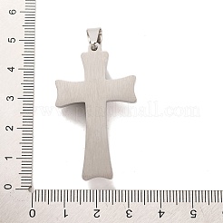 変色しない304ステンレススチールペンダント  スターチャーム付きクロス  ステンレス鋼色  44.5x26x6.8mm  穴：8x4mm&nbsp;STAS-Z080-02P
