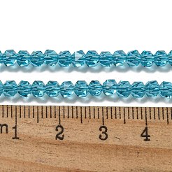 電気メッキガラスビーズセット  パール光沢メッキ  多面カット  スター  シアン  3x4x4mm  穴：1mm  約98個/連  12.60''（32センチメートル）&nbsp;GLAA-Q105-02W