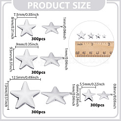 1200Pcs 4 Styles Aluminum Hotfix Iron On Star Studs&nbsp;FIND-NB0006-17P