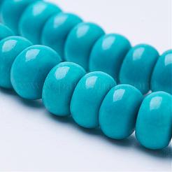 天然マグネサイトビーズ連売り  染め  ロンデル  ターコイズ  6x3.5mm  穴：1mm  約105個/連  15.7インチ&nbsp;G-P286-05-6mm