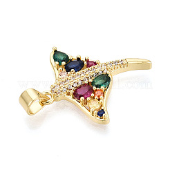 Brass Micro Pave Cubic Zirconia Pendants&nbsp;KK-T080-10G