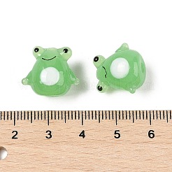 手作りランプワークビーズ  カエル  グリーン  14~16x14~16mm  穴：2mm&nbsp;LAMP-A002-B02