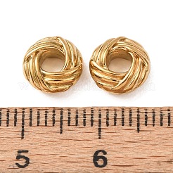 304ステンレススチールスペーサービーズ  イオンプレーティング（ip）  ロンデル  18KGP本金メッキ  8x4mm  穴：3mm&nbsp;STAS-L318-01G-03