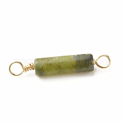 Natural Taiwan Jade Connector Charms&nbsp;PALLOY-JF01454-06