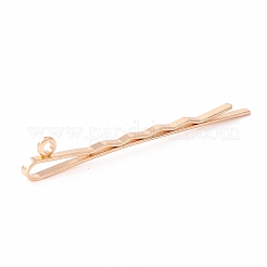 アイアン製ヘアピンパーツ  カン付き  ライトゴールド  55.5x2.3x8.5mm  穴：1.6mm&nbsp;IFIN-B127-03KCG
