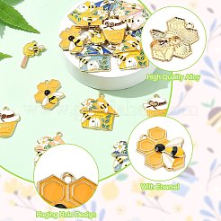 30Pcs 6 Styles Bee Theme Alloy Enamel Pendants&nbsp;ENAM-CJ0006-58