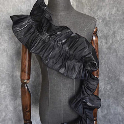 3ヤードのポリエステルプリーツリボン  フリルリボン  服飾材料  ブラック  7-1/8インチ（180mm）&nbsp;OCOR-WH0082-167