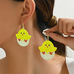 Easter Zinc Alloy & Glass Chick Dangle Earrings&nbsp;FS-WG35CD4-01