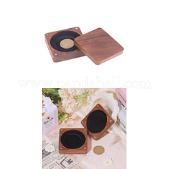 木製メダル収納マグネットボックス  中に黒いベルベットが入っています  正方形  6.8x6.8x2.5cm&nbsp;CON-WH0088-93A-01
