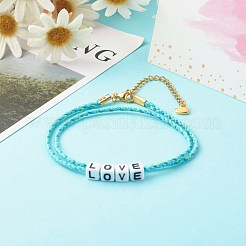 Two Loops Cotton Cord Warp Bracelets&nbsp;BJEW-JB06465-01