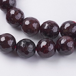 天然石ガーネットビーズ連売り  多面カット  ラウンド  10mm  穴：1mm  約38個/連  15.75インチ&nbsp;G-G542-10mm-21