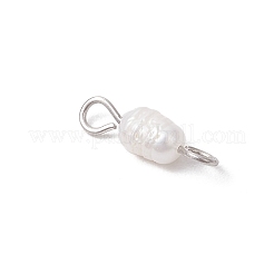 Natural Cultured Freshwater Pearl Potato Links Connector Charms&nbsp;PALLOY-JF04173-01