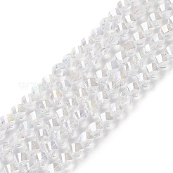 電気メッキガラスビーズセット  ABカラーメッキ  多面カット  ツイスト  クリアAB  8x8x8mm  穴：1mm&nbsp;X-EGLA-R031-8mm-10