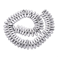 電気メッキガラスビーズセット  ティアドロップ  プラチナメッキ  15~16x6x4~4.5mm  穴：0.9~1mm  約119~120個/連  17.32~18.11インチ（44~46cm）&nbsp;EGLA-Q134-01A-B02