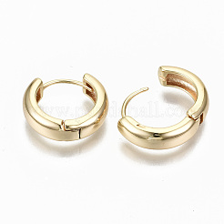 真鍮huggieフープピアス  ニッケルフリー  リング  18KGP本金メッキ  18x5mm  ピン：0.9mm&nbsp;KK-S356-151G-NF