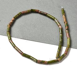 天然石ユナカイトビーズ連売り  コラム  13.5~14x4~4.5mm  穴：1.2mm  約28個/連  15.16''（38.5センチメートル）&nbsp;G-D464-21