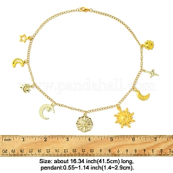 Star Moon Sun 304 Stainless Steel Cable Chain Necklaces&nbsp;NJEW-FS00008