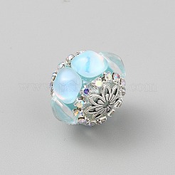 樹脂粘土パヴェラインストーンビーズ  アクリルと合金のファインディング付き  ランタン  ライトスカイブルー  22x22x15.5mm  穴：1.6mm&nbsp;FIND-TAC0020-23F