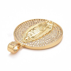 Rack Plating Brass Micro Pave Clear Cubic Zirconia Pendants&nbsp;KK-M229-01G