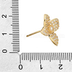 真鍮製マイクロパヴェキュービックジルコニアスタッドピアス金具（ループ付き）  花  18KGP本金メッキ  18x18mm  穴：1.6mm  ピン：0.8mm&nbsp;CU-CBA1682-05G