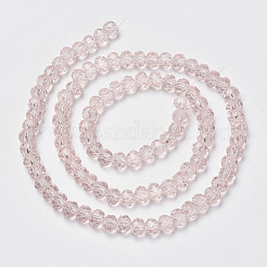 ガラスビーズ連売り  多面カットそろばん  ロンデル  ピンク  3.5~3.8x3mm  穴：0.8~1mm  約105~110個/連  29~31cm&nbsp;EGLA-A034-T3mm-D10