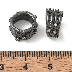 真鍮マイクロペーブクリアキュービックジルコニアビーズ  コラム  大穴ビーズ  ラックめっき  長持ちメッキ  鉛フリー＆カドミウムフリー  ガンメタ色  12x7mm  穴：8.5mm&nbsp;CU-CBAC675-07B