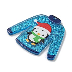 クリスマスアクリルパーツ  服  ペンギン  34x39.5x2.5mm  穴：2.5mm&nbsp;MACR-U005-02B