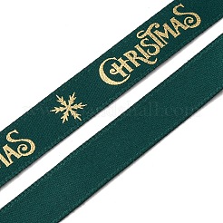 フラット クリスマス テーマ ポリエステル サテン リボン  ホットスタンプリボン  洋服アクセサリー  濃い緑  クリスマス  言葉  3/8インチ（9.5~10mm）  約9.84ヤード（9m）/ロール&nbsp;OCOR-YWC0001-01B-03