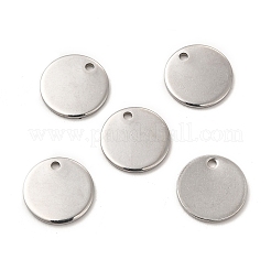 変色しない304ステンレススチールチャーム  フラットラウンドのチャーム  ステンレス鋼色  12x1mm  穴：1.4mm&nbsp;STAS-L207-24D-P