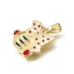 Brass with Red Enamel Charms&nbsp;KK-CBAA632-29G
