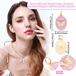 6Pcs Brass Micro Pave Clear Cubic Zirconia Pendants&nbsp;KK-BBC0003-17