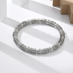 女性用304ステンレススチールストレッチバングル  ステンレス鋼色  1/4インチ（0.65cm）  内径：2-1/4インチ（5.6cm）&nbsp;LS-BJEW-P315-02B-P